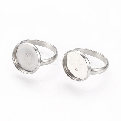 Tarnish Resistant Adjustable 304 Stainless Steel Finger Rings Components X-STAS-L193-P-14mm-1