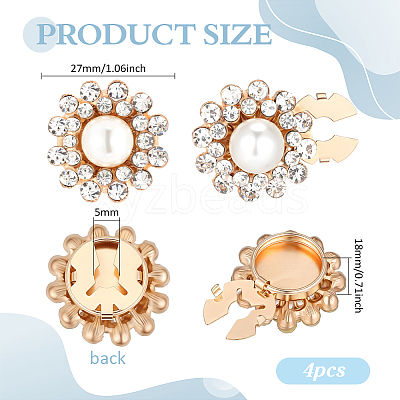 4Pcs Zinc Alloy & Rhinestone Cufflinks BUTT-PH0001-84B-1