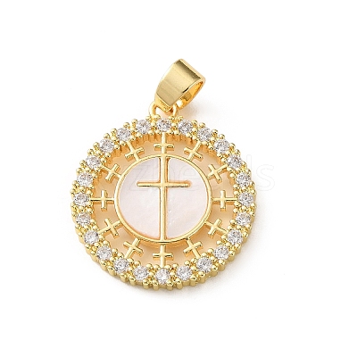 Brass Micro Pave Clear Cubic Zirconia Pendants SH-CBA03AF-14B-G-1