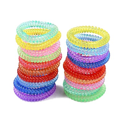 Plastic Telephone Cord Elastic Hair Ties OHAR-Q044-17-1