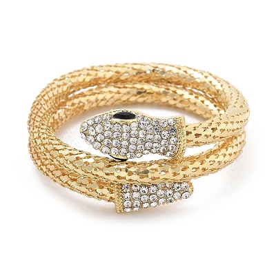 Snake Alloy Rhinestone Bangles for Women LS-BJEW-G085-01G-02-1