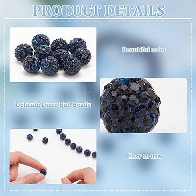 100Pcs Pave Disco Ball Beads RB-PH0001-28-1