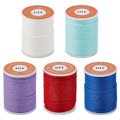5 Rolls 5 Colors Round Waxed Polyester Cord YC-SC0001-02-1
