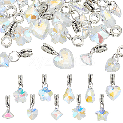30Pcs 10 Styles Electroplated Glass European Dangle Charms PALLOY-AR00049-1