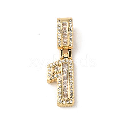 Brass Clear Cubic Zirconia European Dangle Charms KK-R003-01G-01-1