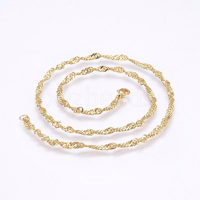 304 Stainless Steel Singapore Chain Necklaces X-MAK-L015-25G-1