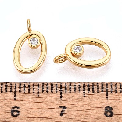 Brass Micro Pave Cubic Zirconia Charms KK-N263-97G-O-1