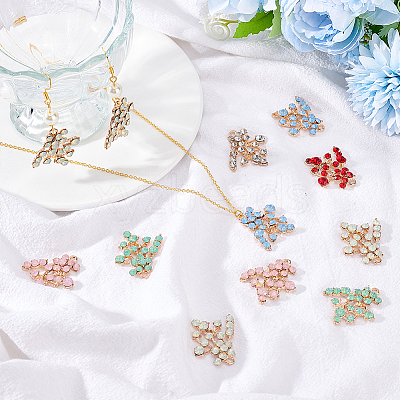 24Pcs 6 Colors Golden Tone Alloy Rhinestone Pendants FIND-AR0002-95-1
