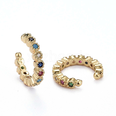 Brass Micro Pave Cubic Zirconia Cuff Earrings X-ZIRC-H109-06G-1