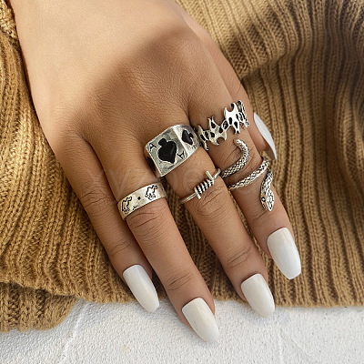 Mixed Style Retro Alloy Rings Set FS-WGC6EFE-09-1