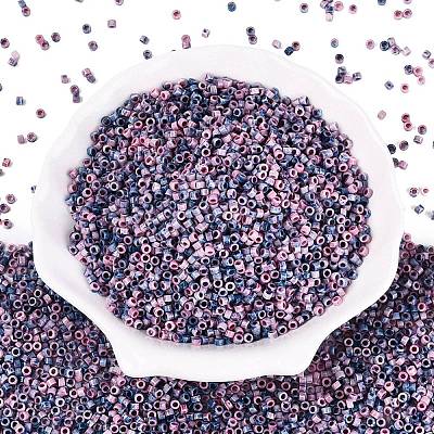 Opaque Picasso Cylinder Glass Beads SEED-Q039-06A-07-1