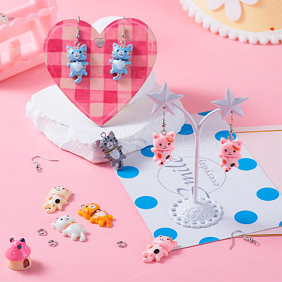 DIY Cat Shaped Resin Dangle Earring Making Kit DIY-TA0009-93-1