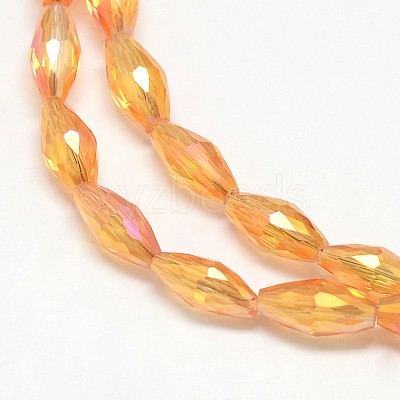 Electroplate Crystal Glass Rice Beads Strands EGLA-F042-A-1
