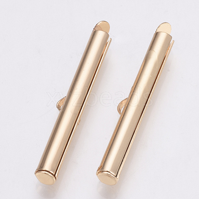 Brass Slide On End Clasp Tubes X-KK-Q747-11H-KC-1