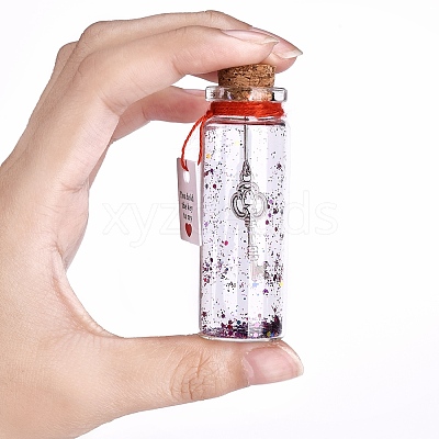 Transparent Glass Wishing Bottle Decoration AJEW-YWC0005-02-1