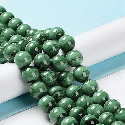Natural Malachite Beads Strands G-F571-27AB1-8mm-1
