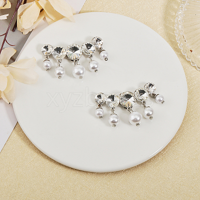 2Pcs Plasic Imitation Pearl & Rhinestone Shoe Decorations FIND-FG0002-55P-1