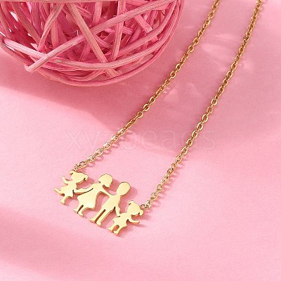 304 Stainless Steel Family Pendants Necklaces for Women NJEW-A045-11G-1