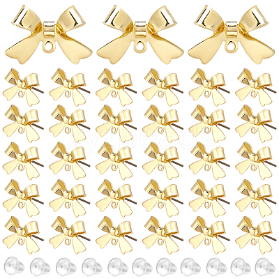 40Pcs Bowknot Alloy Stud Earring Findings FIND-SP0001-16G-1