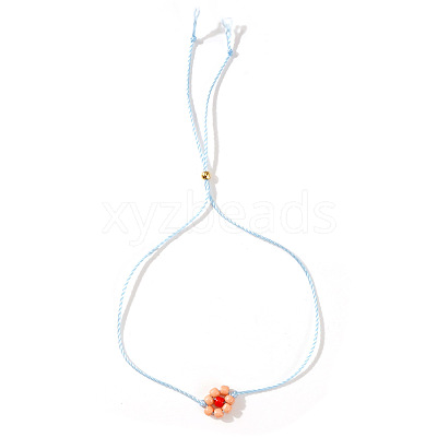 Daisy Charm Glass Seed Bead Slider Bracelets JL6020-2-1