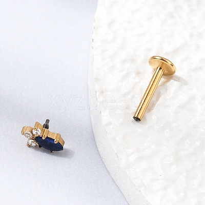 F136 Titanium Pave Clear and Blue Cubic Zirconia Horse Eye Internally Threaded Labrets ME-CBA9828-02G-1