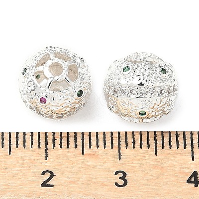 Brass Micro Pave Cubic Zirconia Beads KK-A254-22S-1