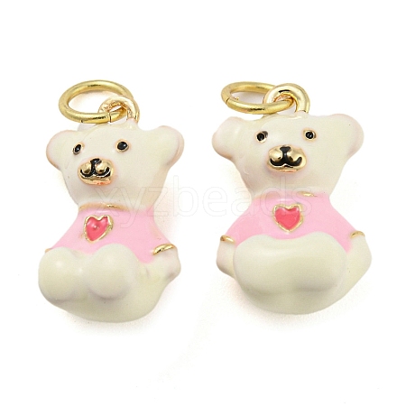 Bear Rack Plating Brass Enamel Pendants KK-Q804-17G-1