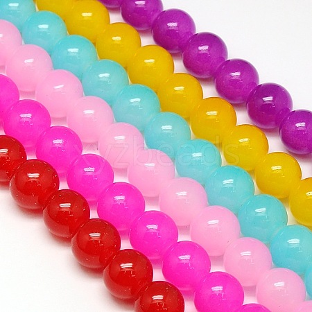 Imitation Jade Glass Round Bead Strands GLAA-A022C-10mm-M-1