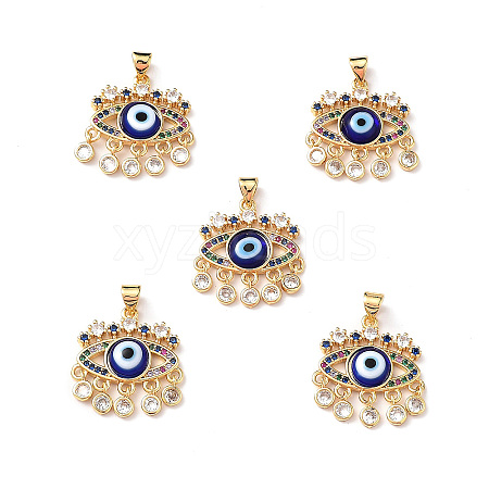 Lampwork Evil Eye Pendants with Colorful Cubic Zirconia ZIRC-L102-13G-06-1