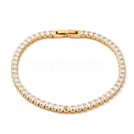 Clear Cubic Zirconia Tennis Bracelet BJEW-M301-01G-1