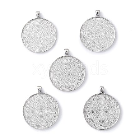 Tibetan Style Flat Round Alloy Big Pendant Cabochon Settings LS-X-TIBEP-Q049-09AS-RS-1