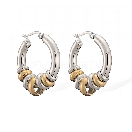 Two Tone 304 Stainless Steel Ring Hoop Earrings WGF6457-03-1