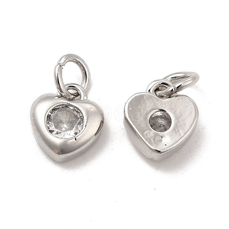 Brass Micro Pave Clear Cubic Zirconia Charms KK-E068-VB235-1