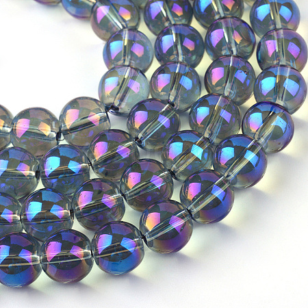 Electroplate Glass Beads Strands X-EGLA-Q062-8mm-A04-1