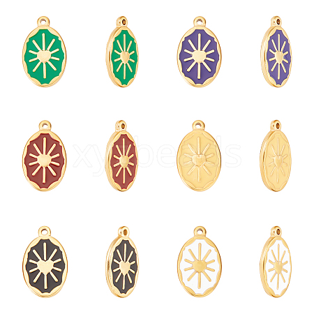 Unicraftale 12Pcs 6 Colors Enamel Pendants FIND-UN0001-57-1