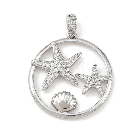 Ocean Brass Micro Pave Cubic Zirconia Pendants KK-K411-04C-P-1