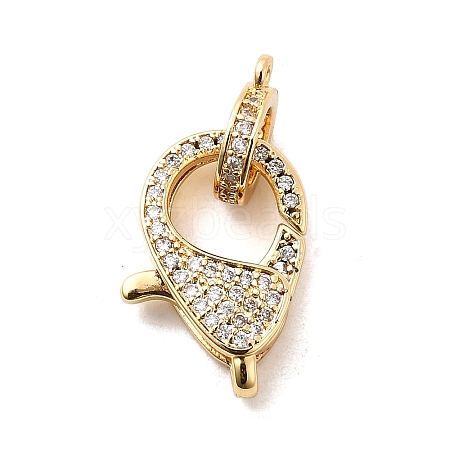 Brass Clear Cubic Zirconia Lobster Claw Clasps X-KK-Z078-50G-1