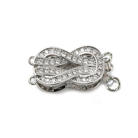 Brass Micro Pave Clear Cubic Zirconia Box Clasps KK-E084-28P-1