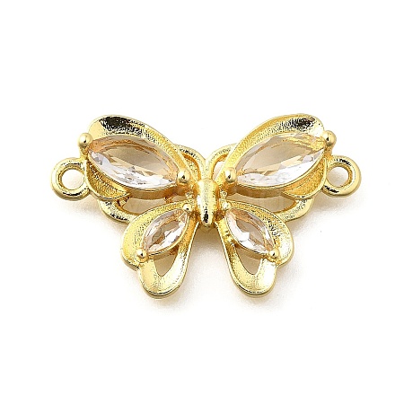 Brass Pave Clear Cubic Zirconia Connector Charms KK-Q066-11G-1