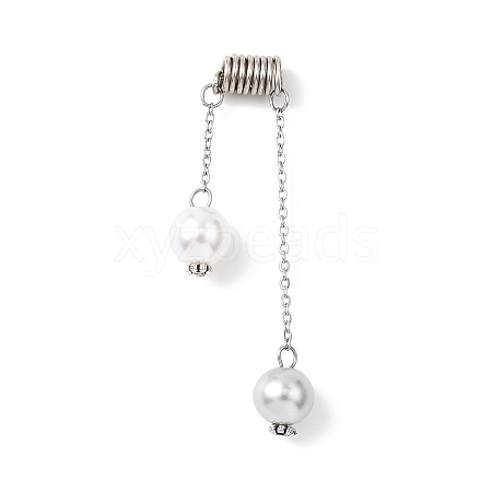 Round ABS Plastic Imitation Pearl Pendants PALLOY-JF04684-01-1