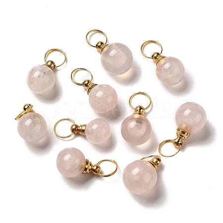 Natural Rose Quartz Openable Perfume Bottle Pendants G-A026-02B-1