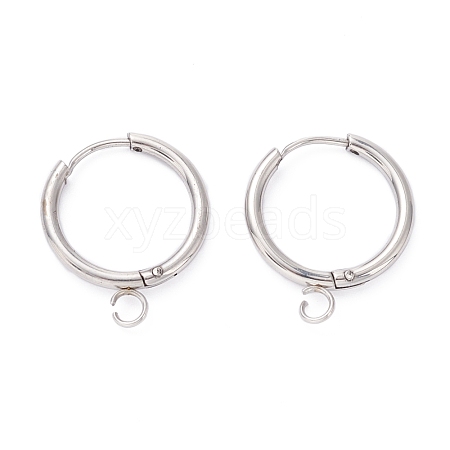 Tarnish Resistant 201 Stainless Steel Huggie Hoop Earring Findings STAS-P283-01S-P-1