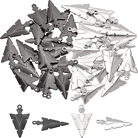 40Pcs 2 Color 304 Stainless Steel Pointed Pendants STAS-UN0023-90-1