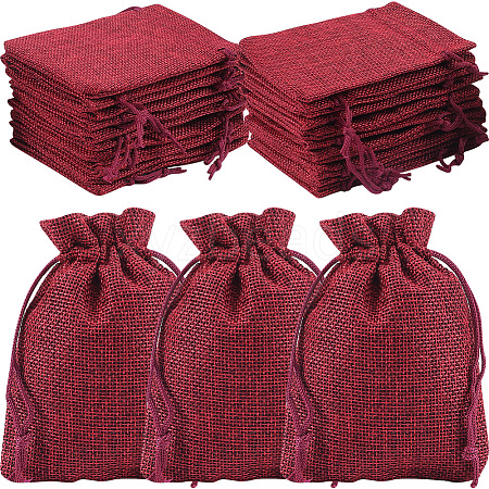 Beebeecraft Polyester Imitation Burlap Packing Pouches Drawstring Bags ABAG-BBC0001-02A-04-1