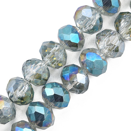 Transparent Crackle Electroplate Glass Beads Strands X-EGLA-T008-028-B06-1