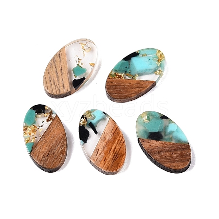 Transparent Resin and Walnut Wood Pendants RESI-T057-03J-1