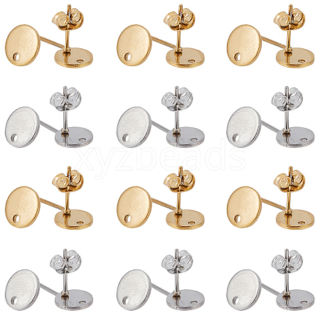 60Pcs 2 Colors 304 Stainless Steel Stud Earring Findings STAS-SC0006-57-1