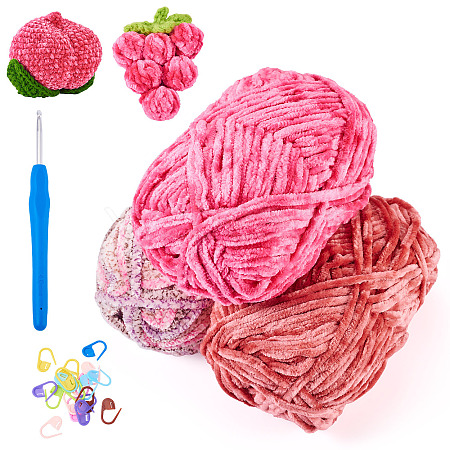 3 Rolls Polyester Chenille Wool Yarn OCOR-MB0001-06B-1