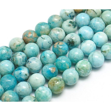 Natural Gemstone Hemimorphite Round Beads Strands G-L145-8mm-01-1
