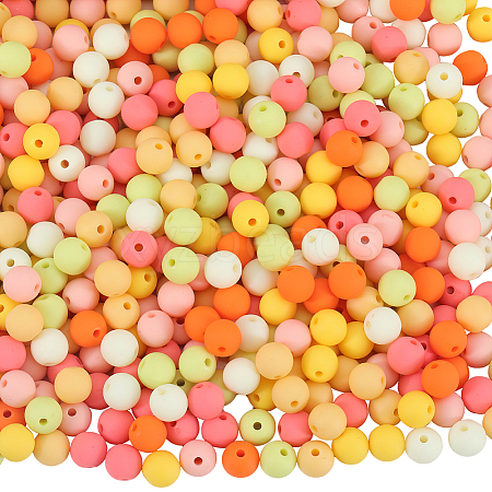 500Pcs Rubberized Style Imitated Silicone Acrylic Beads OACR-SP0001-33C-1